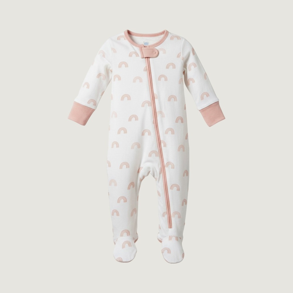 Cloud Island 2 Pack Sleep N Play Rainbow Peach Ruffle Footed Sleeper 6-9M NEW